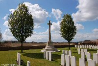 The aeroplane which gave the cemetery it's name lay near where the Cross of Sacrifice is now located