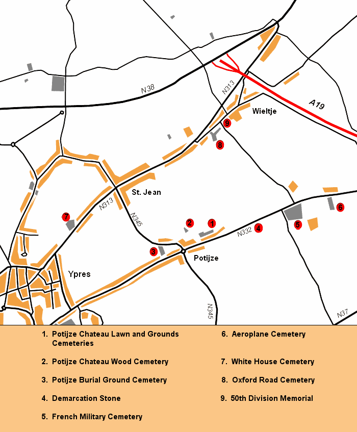 Villages east/north-east of Ypres