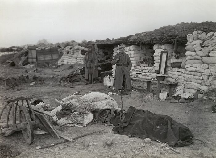 British wounded in German trenches near Neuve Chapelle