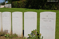 The graves of Indian soldiers in Authuille Military Cemetery