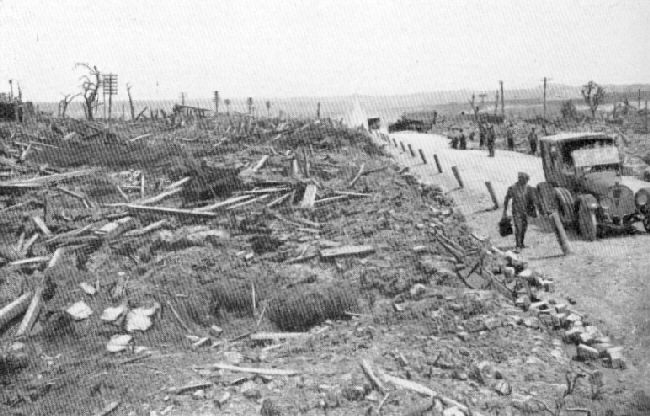 The road through Le Sars shortly after the War