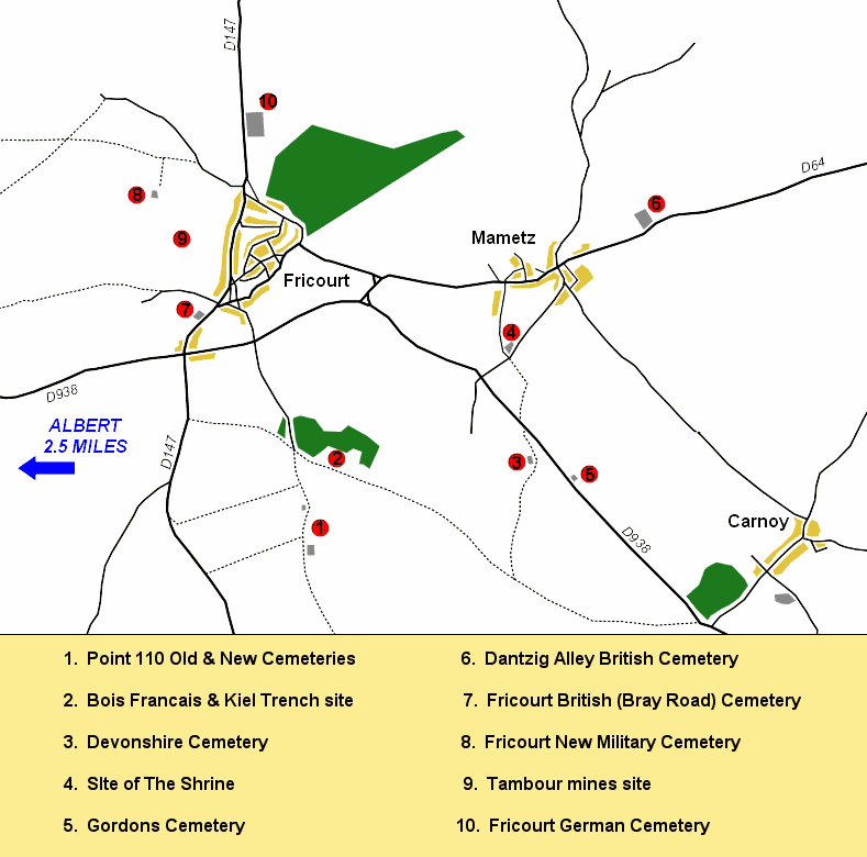 Map of Fricourt and Mametz area