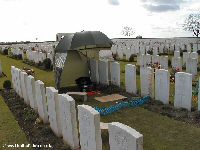 Renewing grave inscriptions at Caterpillar Cemetery