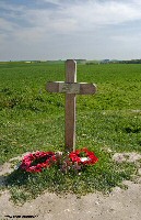 The cross marking the spot where the remains of Pte George Nugent were found in 1998