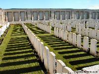 Pozieres British Cemetery looking towards the panels with the names of the missing