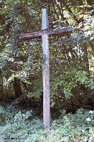 A wooden cross stands where the village of Forges once existed