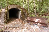 Carriages on rails were used to transport the large shells