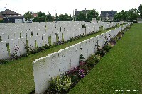 What appears to be a mass grave of men from the Labour Corps in Duhallow ADS Cemetery