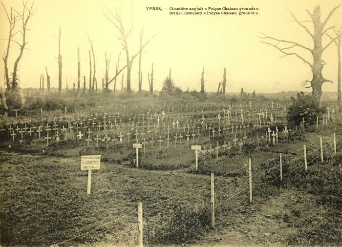 Plot 2 of Potijze Chateau Grounds Cemetery shortly after the War