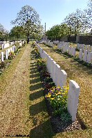 A row of graves at Loos British Cemetery