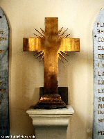 The  cross commemorating Lt. Pilcher in Neuve Chapelle Church