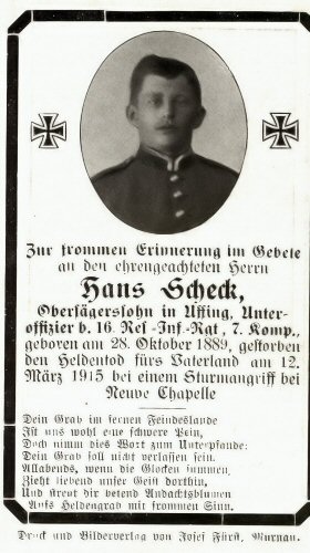 One of the German casualties of Neuve Chapelle: Hans Scheck