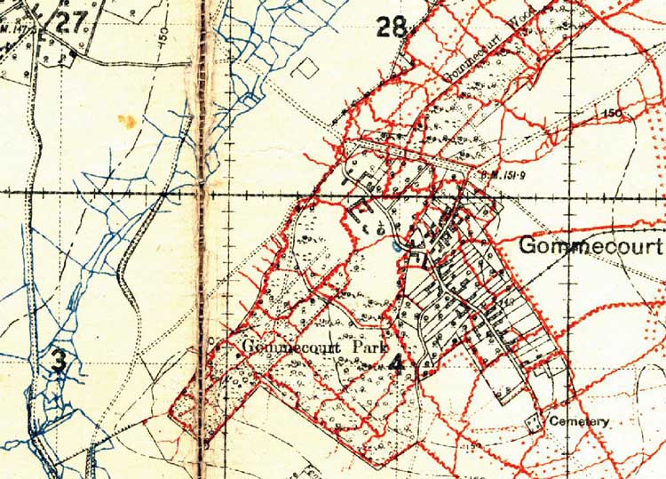 Trench Map of Gommecourt front lines
