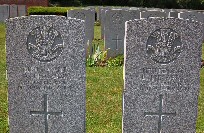 Graves of Tregaskis brothers next to each other at Flatiron Copse Cemetery