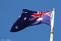 The Australian flag flying still over the site of the Windmill at Pozieres